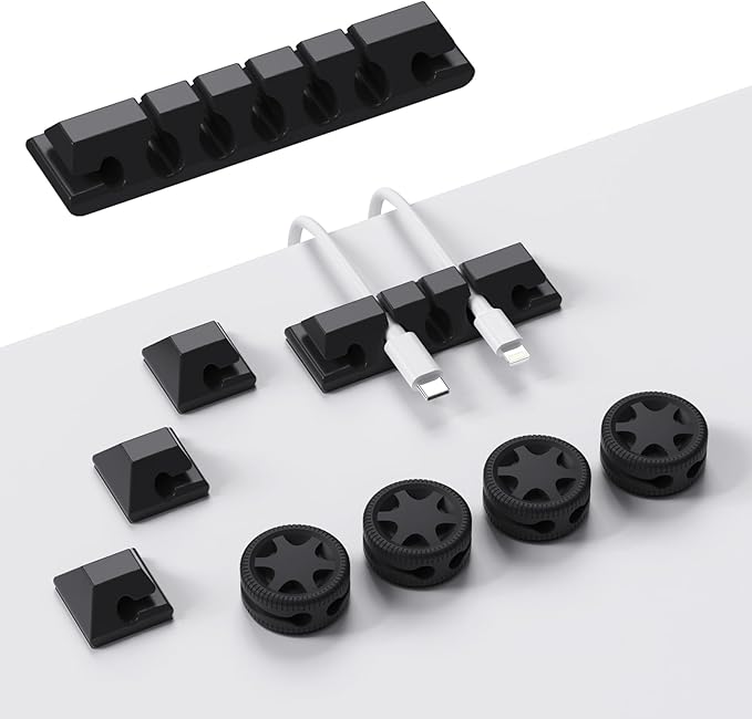 XenovaX 9 Pack Cord Organizer Clips - Desk Cable Management Clips, Cable Holder for Charger Wires, Phone Charger Cord Holder Clips for Desk, Office, Car, Home, Cubicle, Nightstand
