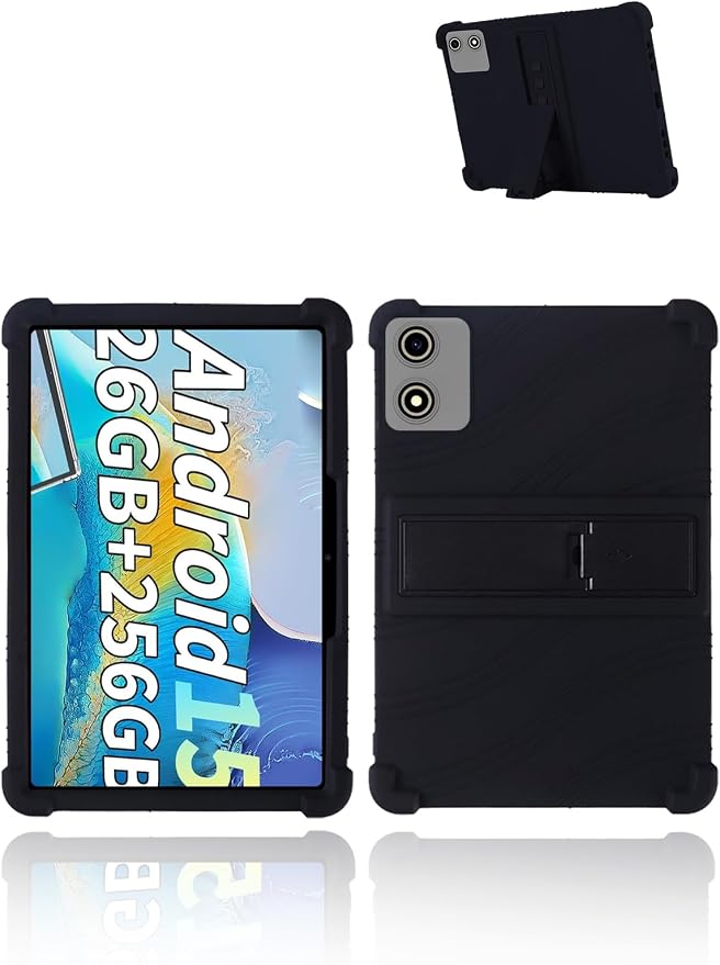 for YLEEBG P30 Android 15 Gaming Tablet10.1 2.5K Ultra Clear Display Tablet Model CaseUYRUREL Soft Silicone Adjustable Stand Cover Lightweight Kids FriendlyBlack.
