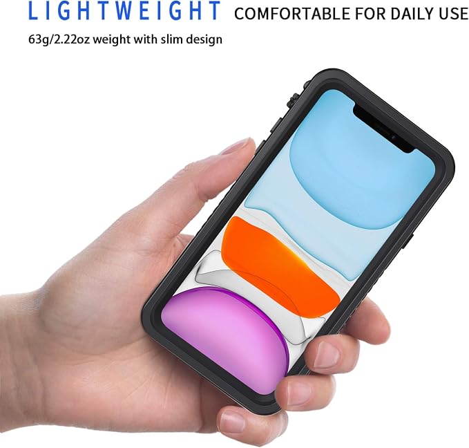 Lanhiem for iPhone 11 Case IP68 Waterproof Dustproof Case with Built-in Screen Protector Heavy Duty Full Body Protective Clear Back Phone Cover for iPhone 11 (Black)