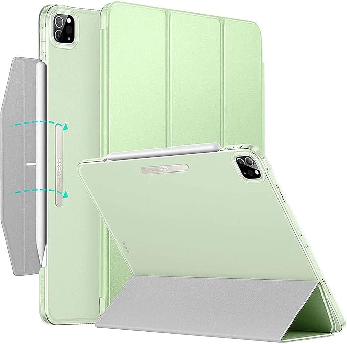 SaharaCase ESR Folio Case for Apple iPad Pro 11 (3rd Generation 2021 &amp 4th Generation 2022) [Shockproof Bumper] Rugged Protection Antislip Grip Leather Kickstand (Blue)