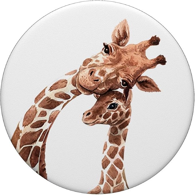 Giraffe Mom Daughter Love Watercolor Africa Cute PopSockets Adhesive PopGrip