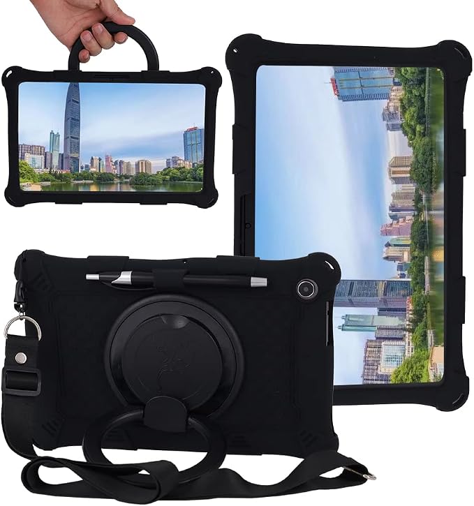 Case for Alldocube iPlay 50 /iPlay 50Pro 10.4-inch Tablet 360° Rotating Stand/Shoulder Strap Adjustable Stand Child-Friendly Case (Black)