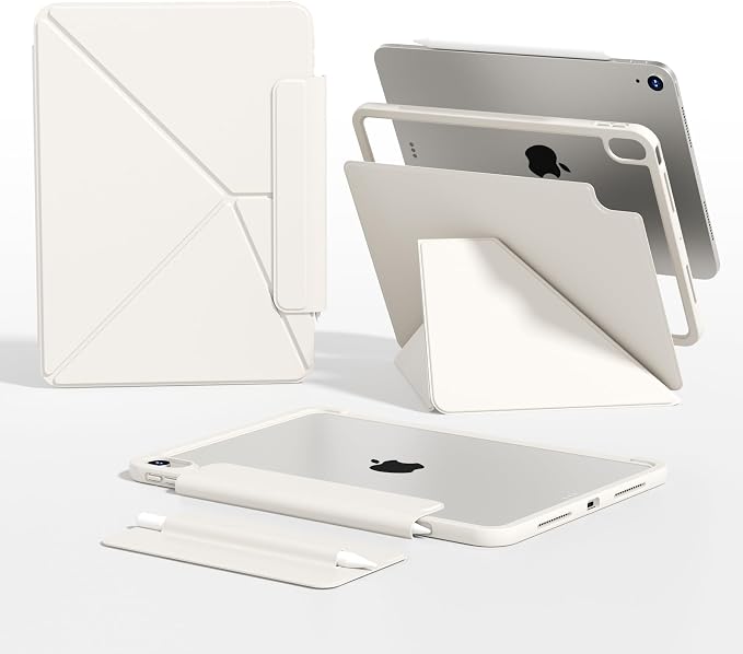 kenke Magnetic Case for iPad Air 11'' Air 10.9'' 5th/4th Gen Black | For iPad Air 11 M4 M3 M2 Air 10.9 (5th/4th 2022/2020) Multi-Folding Stand Cover Detachable Frame Back Auto Wake/Sleep