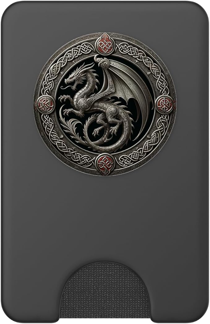 Aesthetic Viking Chinese Dragon Silver Mythical Fantasy PopSockets Adhesive PopGrip