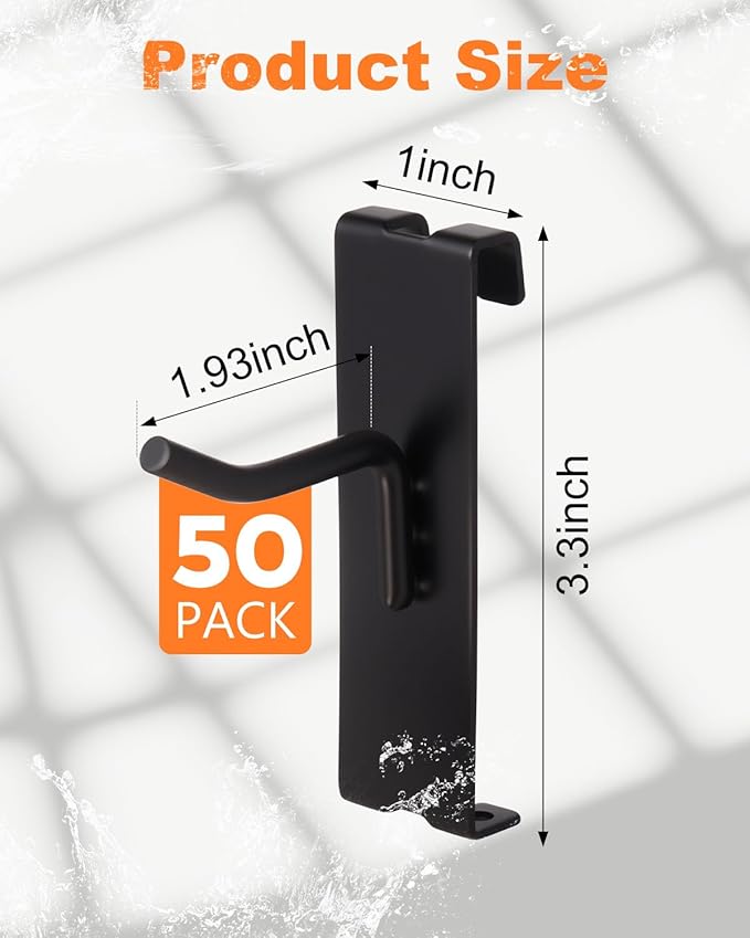 Alffun 50 Pack Gridwall Hooks, 2 Inch Heavy Duty Display Hooks for Wire Grid Wall Panels, Gridwall Accessories for Retail, Craft Shows, Garage Storage, and Home Organization, Black