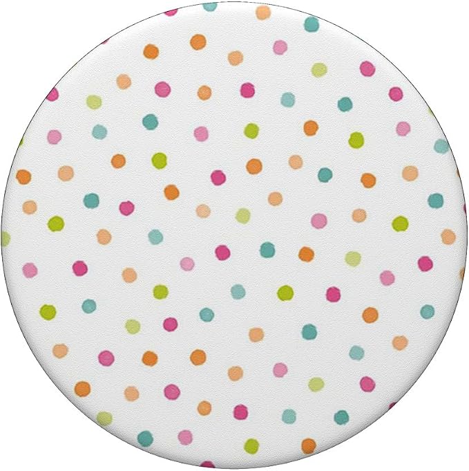 Cute Polka Dot Colorful Pattern Design on White PopSockets Adhesive PopGrip