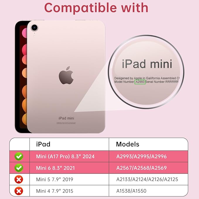 MoKo for iPad mini A17 Pro Case 8.3 Inch 2024 iPad mini 7th/6th Case 2021 | For iPad Mini Case with Pencil Holder Light Trifold Smart Protective Cover with Hard PC Translucent Back Shell Agave Gree