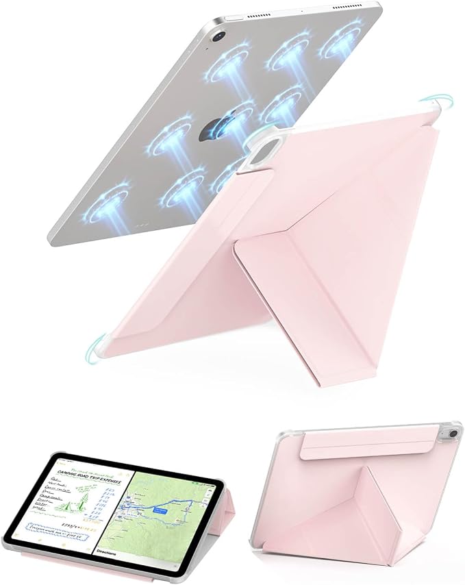 Feams Y Fold Folio for iPad Air 11-inch M4 2026/ M3 2025 / M2 2024 iPad Air 5th/4th Generation 2022/2020 10.9 Inch Y-Shaped Stand Magnetic Attachment Back Cover with Clasp &amp Auto Sleep Black