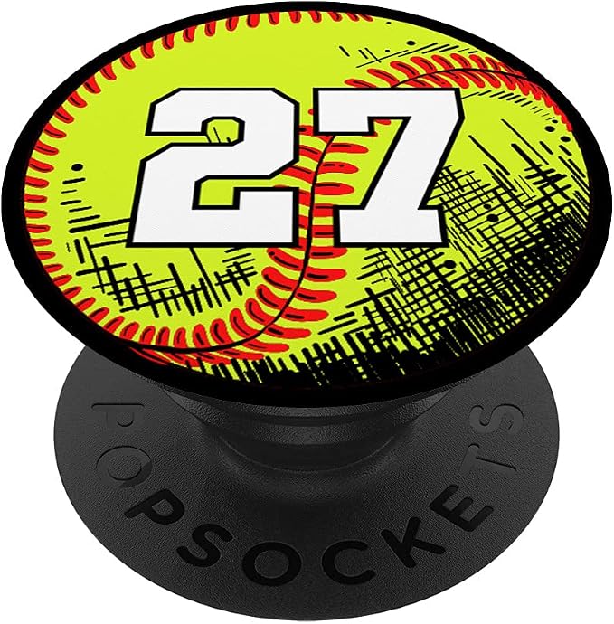 Softball Player Jersey Lucky Favorite Number #27 PopSockets Swappable PopGrip