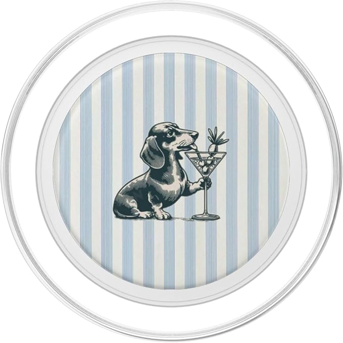 Blue Dog Drinking Illustration Print PopSockets PopGrip for MagSafe