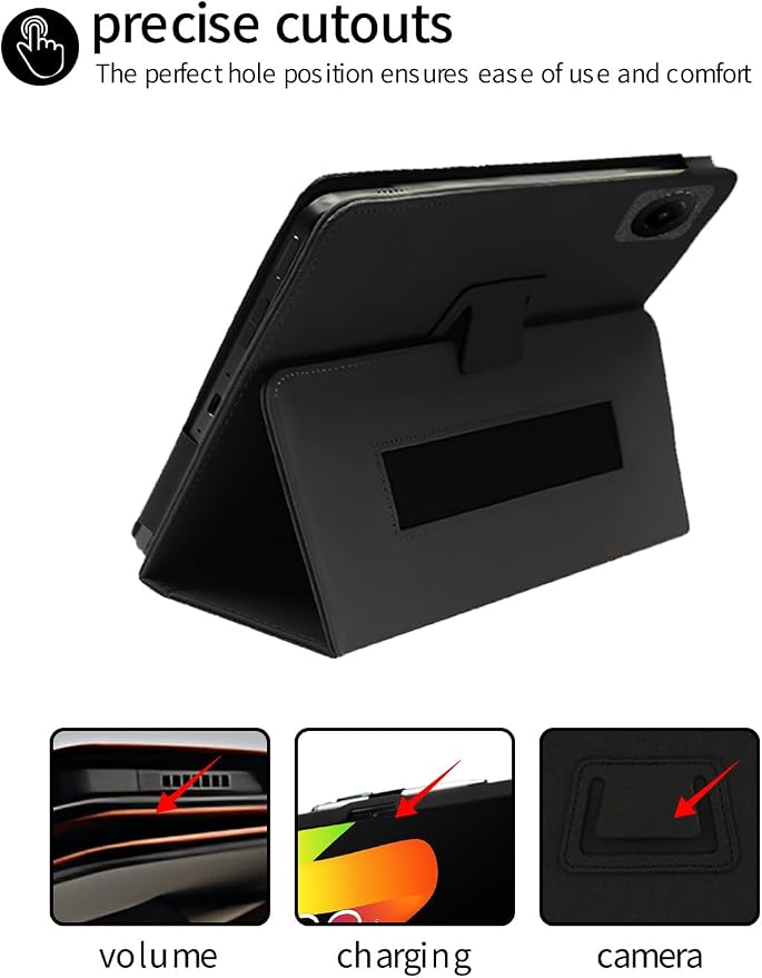 Case for TCL TAB 8 Gen 2 8.7 inchFolding Stand ProtectiveBOVUGAC Case Cover with Pencil HolderWrist StrapFull ProtectionPremium PUScratch Resistant(Black)