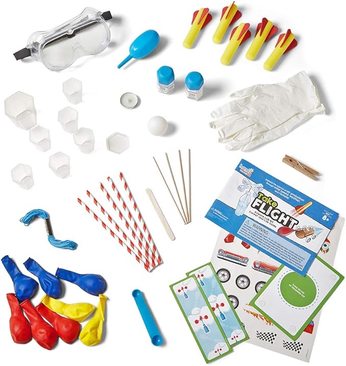 hand2mind-93422 Take Flight Science Lab Kit, STEM Activities for Kids Ages 5-7, STEM Toys, Learn About STEM Careers, Lab Guide, Kids Foam Rockets, Rocket Science for Kids, 18 Hands-On Activities