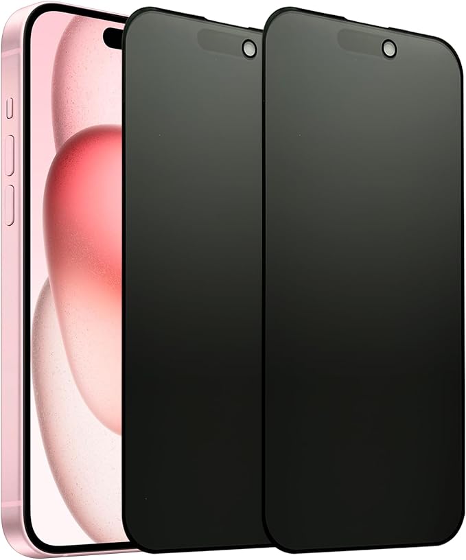 2 Pack Matte Privacy Screen Protector for iPhone 15 / iPhone 16 6.1 Inches Anti-spy Anti-glare Eye Protection Scratch Resistant Tempered Glass Film Full Coverage Smooth &amp Sensitive Touch