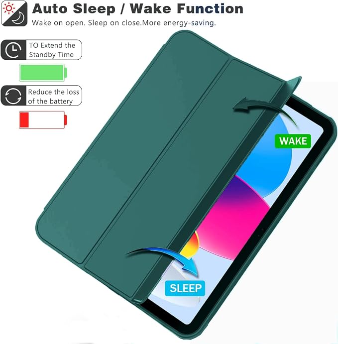 ProElite Smart Case for iPad (A16) 11th/10th Generation (2025/2022) Auto Sleep/Wake Cover Left Side Pencil Holder Soft Flexible Case Recoil Series - Black
