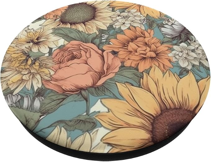 Sunflower Floral Wildflowers Pattern Graphic PopSockets PopGrip for MagSafe