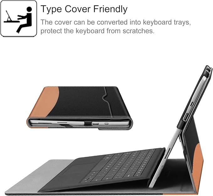 Fintie Case for 12.3 Inch Microsoft Surface Pro 7 Plus Surface Pro 7/6/5/4/3 - Portfolio Business Cover with Pocket Compatible with Type Cover Keyboard Black
