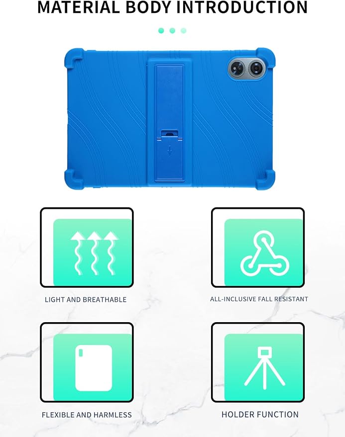 Case for Odea A12 Android 15 Tablets 12 Inch Tablet 2025- Soft Silicone Shock Proof Lightweight Stand Rubber Shell Protective CoverKids Friendly Soft Silicone Adjustable Stand CoverBlack