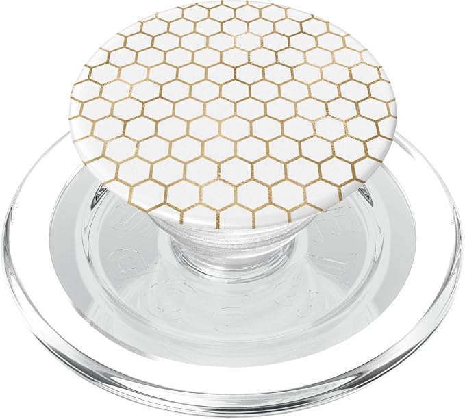 Honeybee Phone - White and Gold Honeycomb Cool Bees PopSockets Adhesive PopGrip