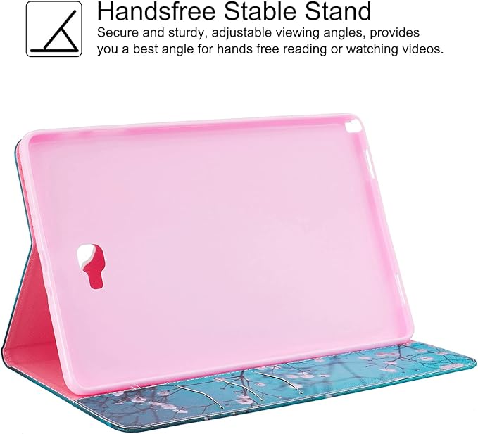 Galaxy Tab A 10.1 with S Pen Case Newshine Slim Folding Stand Case with Card Slots Protective Cover for Samsung Galaxy Tab A 10.1 inch Tablet with S Pen Version (SM-P580/P585) - Almond Flowers