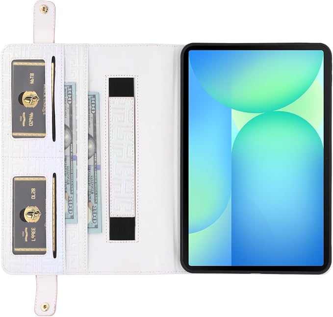 Handbag Case for Samsung Galaxy Tab S10 FE/S9 FE 10.9/S9/S8/S7 11 Techcircle Folio Stand Crossbody Wallet Protective Cover with S Pen Holder &amp Card Slots Hand Strap &amp Shoulder Strap Black