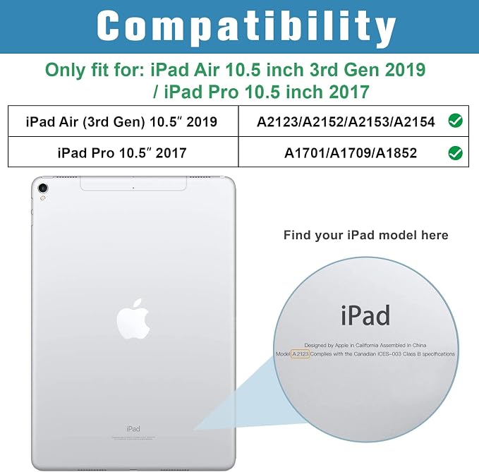 Custom Case for iPad Air 3rd Generation 2019 / iPad Pro 2017 10.5 inch Personalized Customized Picture Logo Text Name PU Leather Tablet Cover Premium Folio Flip Stand Case Auto Wake/Sleep