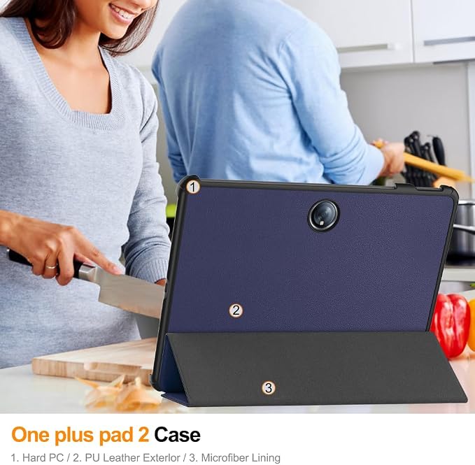 Kepuch Custer Case Compatible for Oppo Pad 3 Pro/Oneplus Pad 2/ Oneplus Pad ProUltra-Thin PU-Leather Hard Shell Cover - Black
