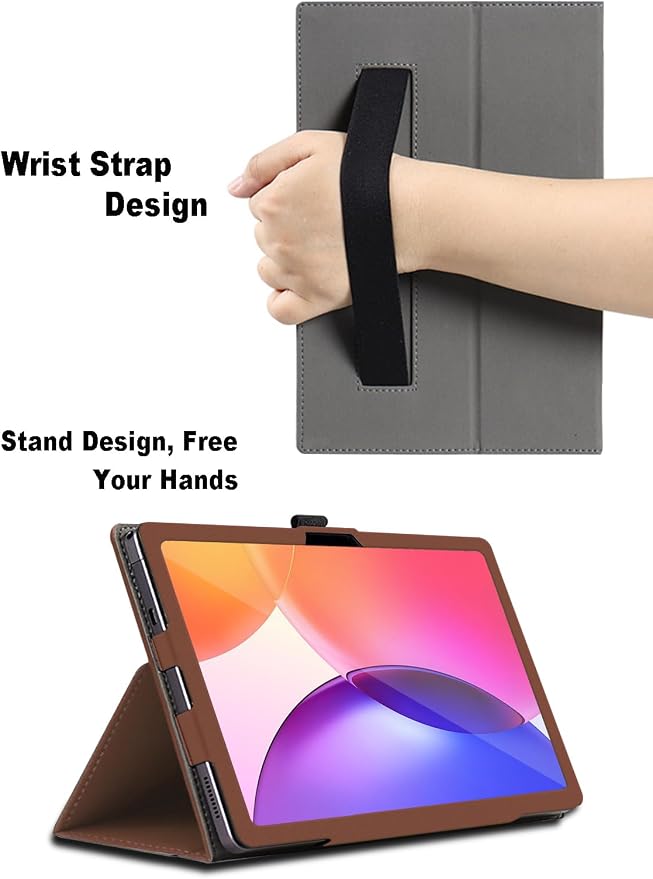 Case for TCL Tab A1 Plus 12.2 inch TCL Tab A1 Plus Tablet Case Folding Stand Protective Cover with Pencil Holder and Wrist Strap Full Protection. (Black)