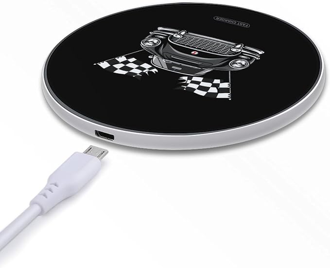 Classic Car Checkered Flag Wireless Charger SlimWireless Charging Pad Anti-Slip Charger Mat for Men Women