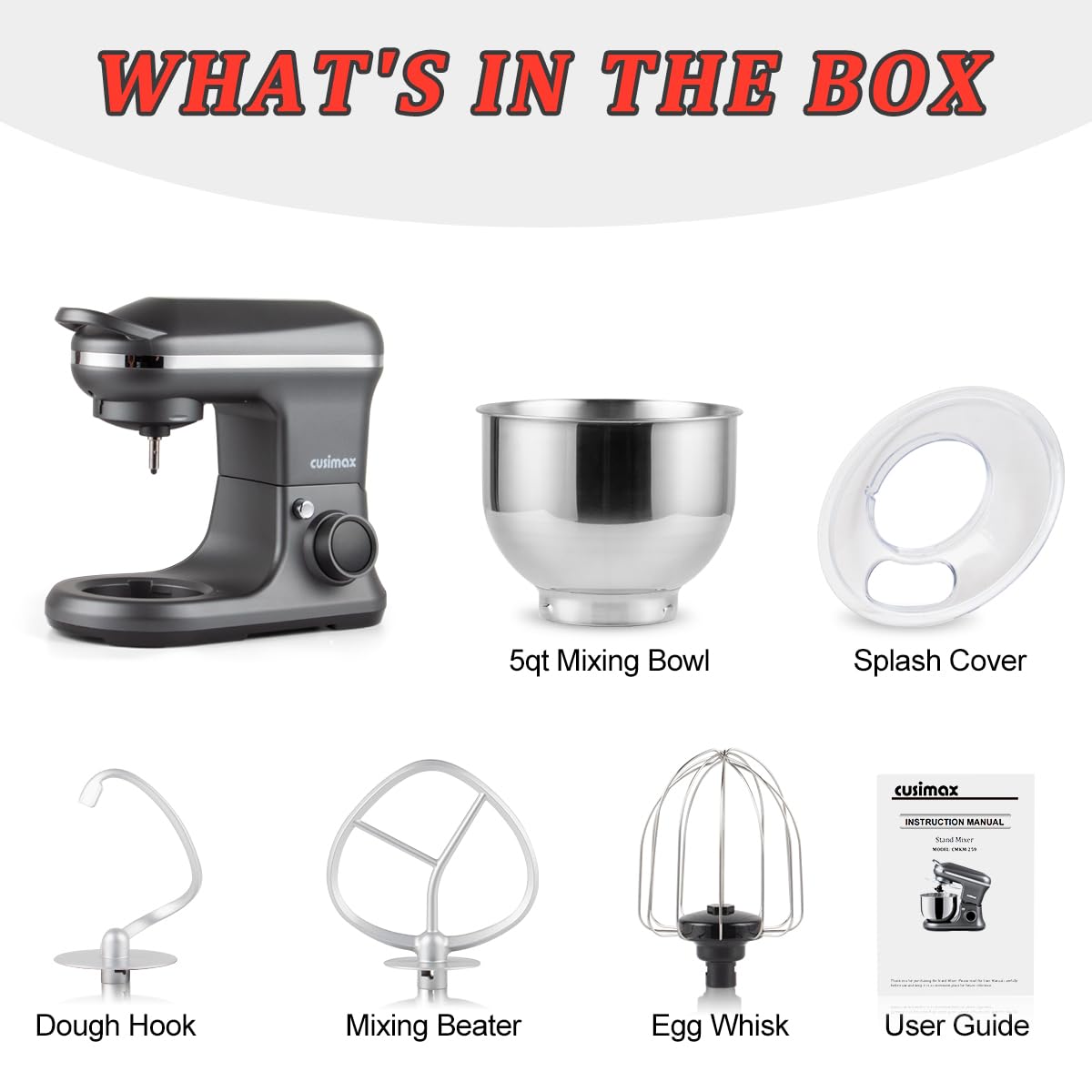Stand Mixer, CUSIMAX Kitchen Mixer with Digital Switch Control, 650W