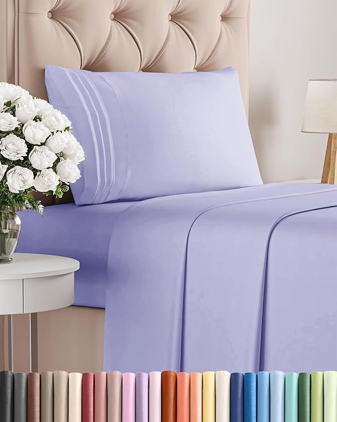Twin XL Size 3 Piece Sheet Set - Comfy Breathable & Cooling Bed Sheets Set - Hotel Luxury Bedding for Women, Men, Kids, Teens, Boys & Girls - Deep Pockets, Soft and Wrinkle Free - Oeko-Tex - Lavender