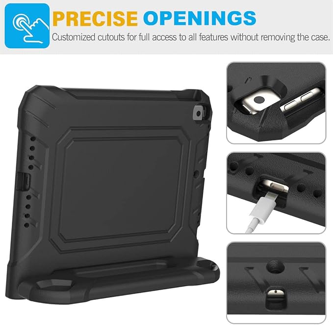 SUPLIK Kids Case for iPad 9th/8th/7th Generation -10.2 inch 2021/2020/2019 Built with Screen Protector Durable Shockproof Handle Stand Case for Apple iPad Gen 9/8/7 Black