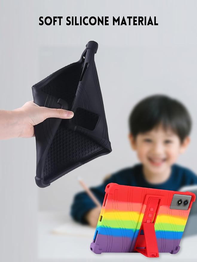 Case for TABWEE T50 Tablet 11 Inch (Black) | Soft Silicone Kids Friendly Protective Cover with Adjustable Stand Drop-Proof