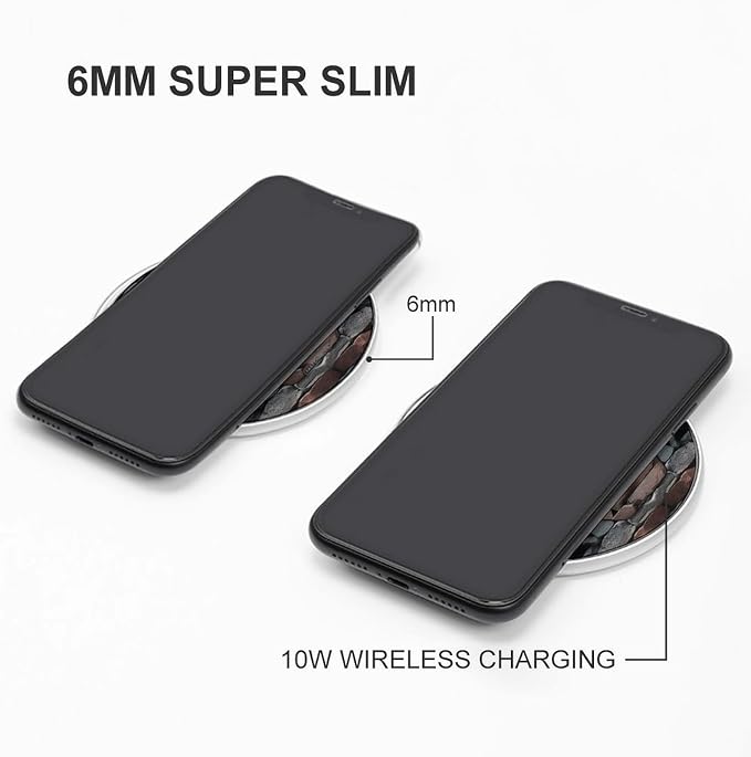 Stone Wireless Charger Portable 10W Fast Wireless Charging Pad Compatible with Phone Ultra-Thin Charging Station Lightweight Charger Mat for Travel Home Office Desk