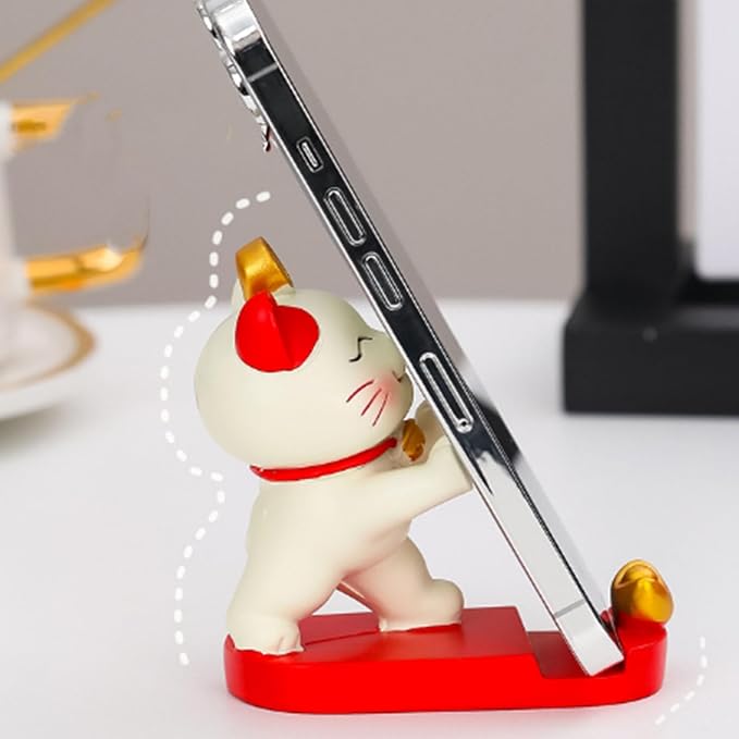 Cell Phone StandkCute Lucky Cat Mobile Phone Holder Portable Decorative Desktop Stand for Home Office Table (Strongly Support Your Bracket)