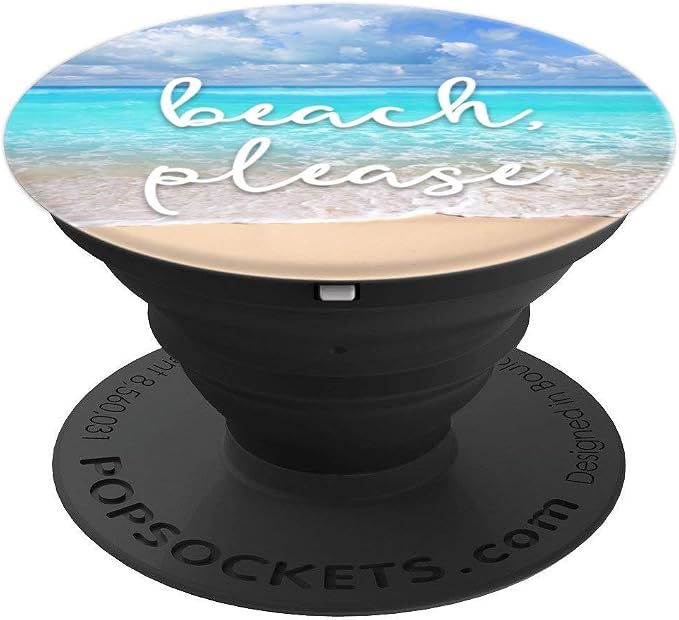 Beach Please - Cute Summer Sayings - Ocean &amp Sand Scene PopSockets Adhesive PopGrip