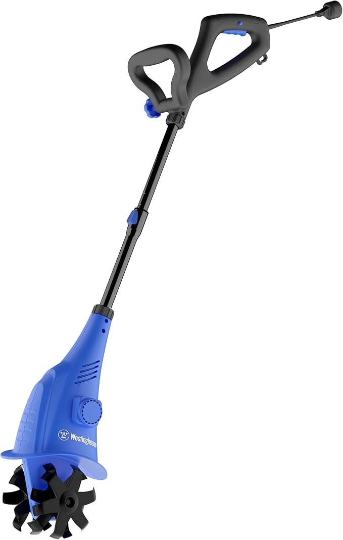 Westinghouse 6-Inch, 2.5 Amp Corded Electric Mini Tiller Cultivator for Gardening, Lightweight, 4 Steel Blades