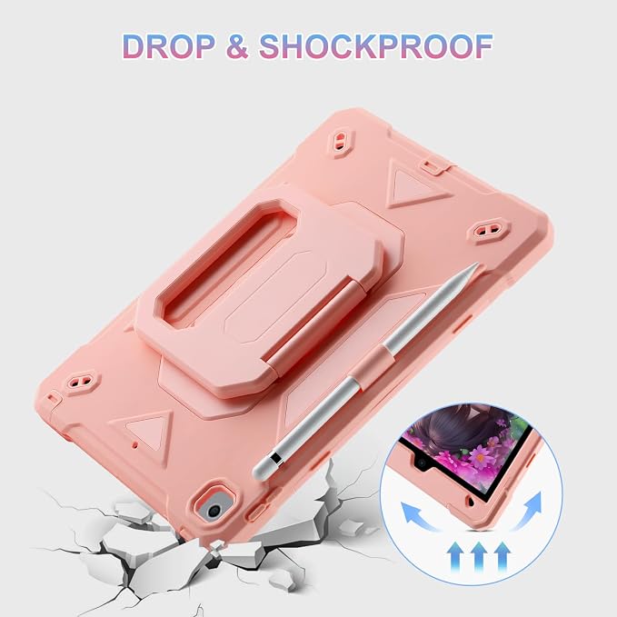 for iPad (A16) 11th Generation Case 11 Inch 2025/ iPad 10th Generation Case 10.9 Inch 2022 with 360 Rotating Grip Magic StandPencil Slot/Key Chain/Carrying Shoulder Strap Cover for iPad 10th Gen