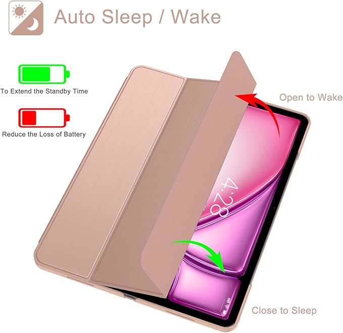 Soke Case for iPad Air 13 Inch (M3/M2) 2025/2024iPad Pro 12.9 2022 2021(6th 5th Generation) - [Slim Trifold Stand + Auto Wake/Sleep]Protective Hard PC Back Cover (Black)