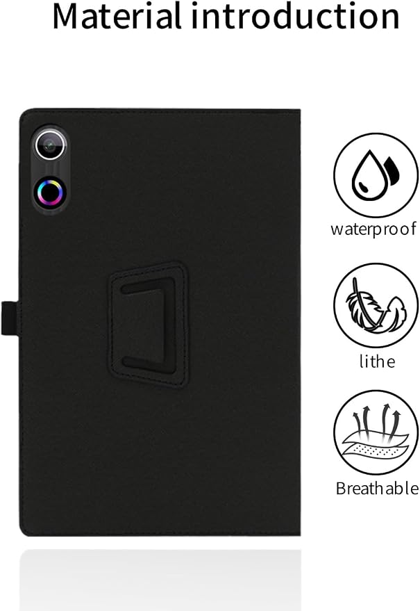 for ROWT A10 Android 10 inch Tablet CaseFolding Stand Protective Cover with Pencil Holder and Wrist StrapFull Protection Premium PU Scratch Resistant(Black)