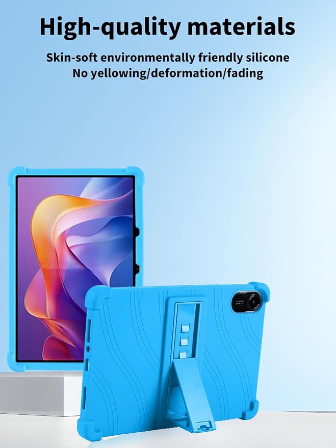 Case for Xiaomi Redmi Pad 2 Tablet 11inchNOUKAJU Tablet Protection CaseAdjustable BracketSoft SiliconeSilicone Protection Cover for Redmi Pad 2(Black)