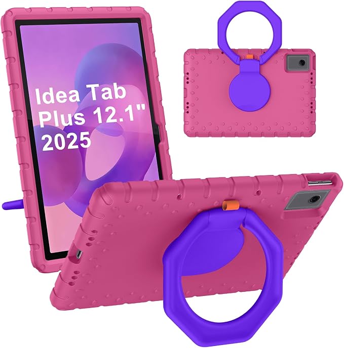 for Lenovo Idea Tab Plus Case 12.1 2025 with 360° Rotating Stand Handle and Pencil Holder New EVA Shockproof Cover for Kids Adults Home School Office Outdoor Black