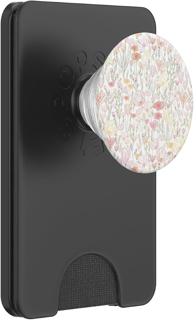 White Pastel Wildflower Floral Pattern PopSockets Adhesive PopGrip