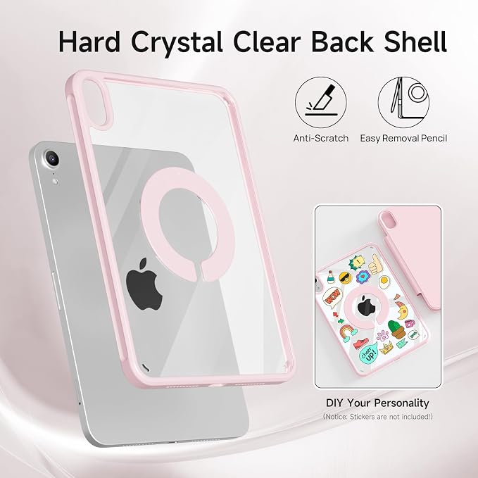 kenke Smart Case for iPad mini 7 A17 Pro/iPad mini 6 8.3 Inch Black | iPad Mini Case 2024/2021 Detachable Magnetic Clear Hard PC Back Slim Trifold Stand Cover Auto Wake/Sleep Touch ID