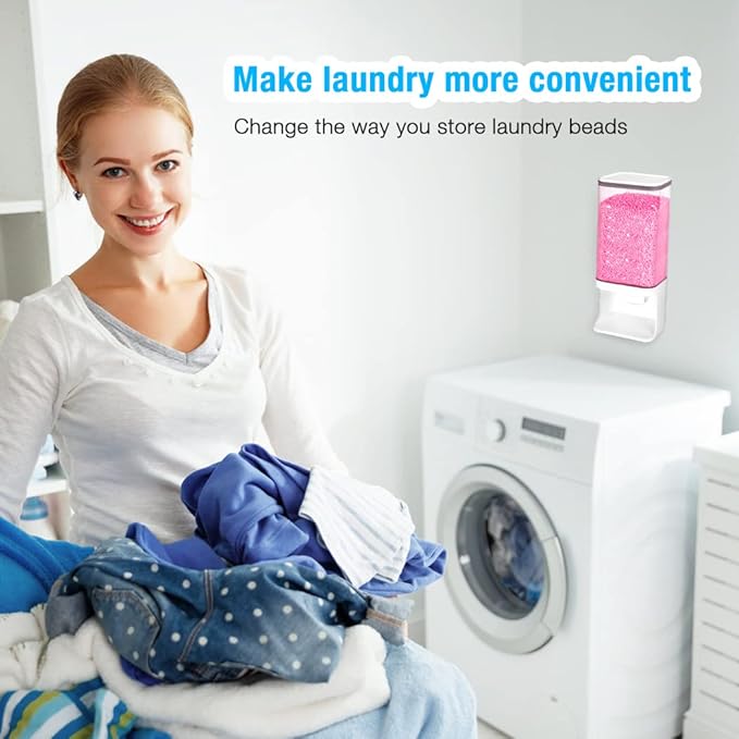 Conworld Laundry Detergent Dispenser, Wall Mounted Laundry Beads Dispenser for Scent Booster Beads, Stain Remover Powder, Bath Salts, Rice, Beans Grain and Dry Food, Laundry Scent Booster Container