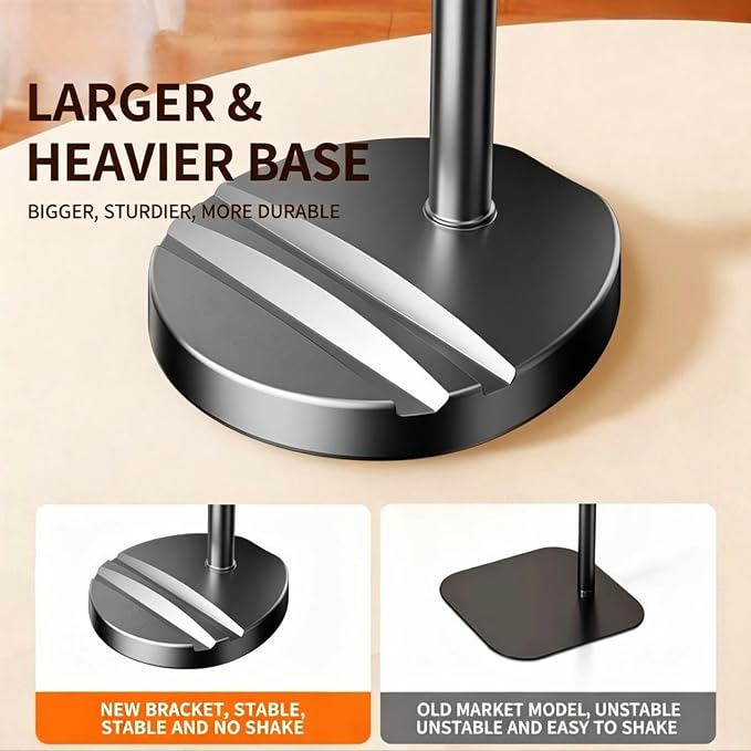 Adjustable Height Phone and Tablet Stand Dual Device Holder with 360° Rotation Sturdy Non-Sturdy Non-Slip Base with Card Slot for Livestream Watching Videos Work Gaming