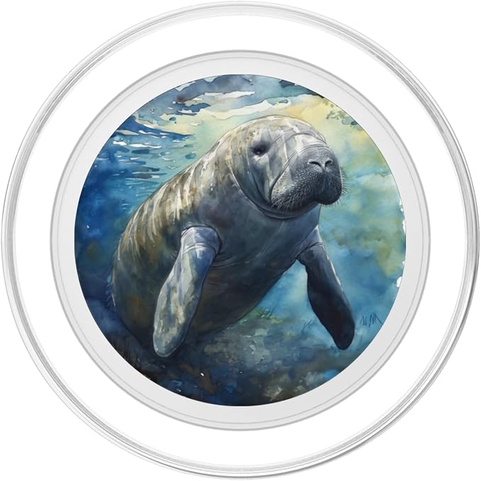 Watercolor Manatee PopSockets PopGrip for MagSafe