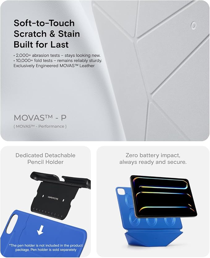 MOFT Dynamic Folio Case for iPad Air 13-inch (M4 2026 / M3 2025 / M2 2024)Slim Magnetic Stand Case with 20+ Viewing Angles Auto Wake/SleepUltra Thin Cement x Sapphire
