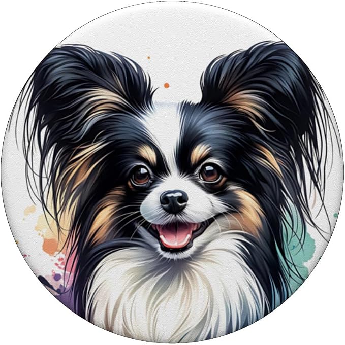 Papillon Dog Watercolor Artwork PopSockets Adhesive PopGrip