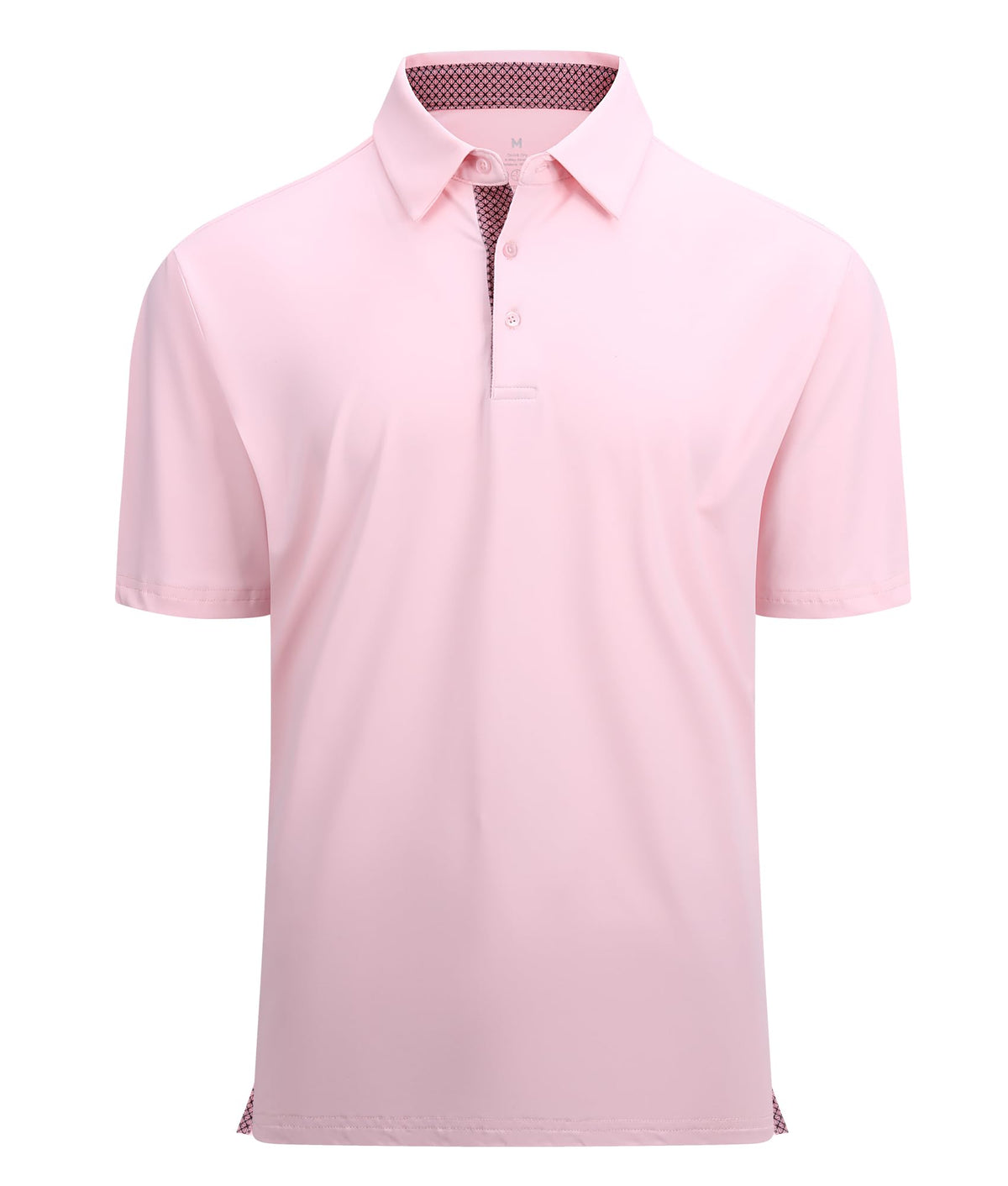 Mens Golf Shirt Quick-dry Solid Short Sleeve Polo Shirts,Lt Pink,L