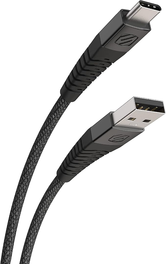 SCOSCHE CAB1-SP STRIKELINE Premium USB to Type-C Charge &amp Sync Braided Cable 1-ft. Black